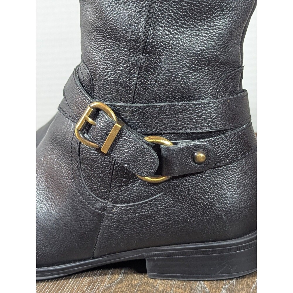 Women's Black Leather Riding Boots - Picture 2 of 16